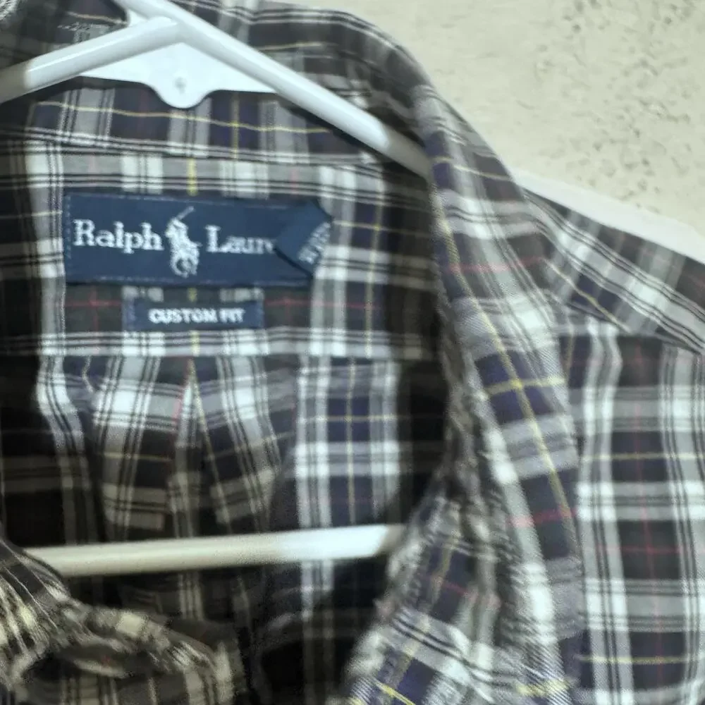 Polo Ralph Lauren Shirt Mens XL Custom Fit Button Up Long Sleeve Navy Blue Plaid